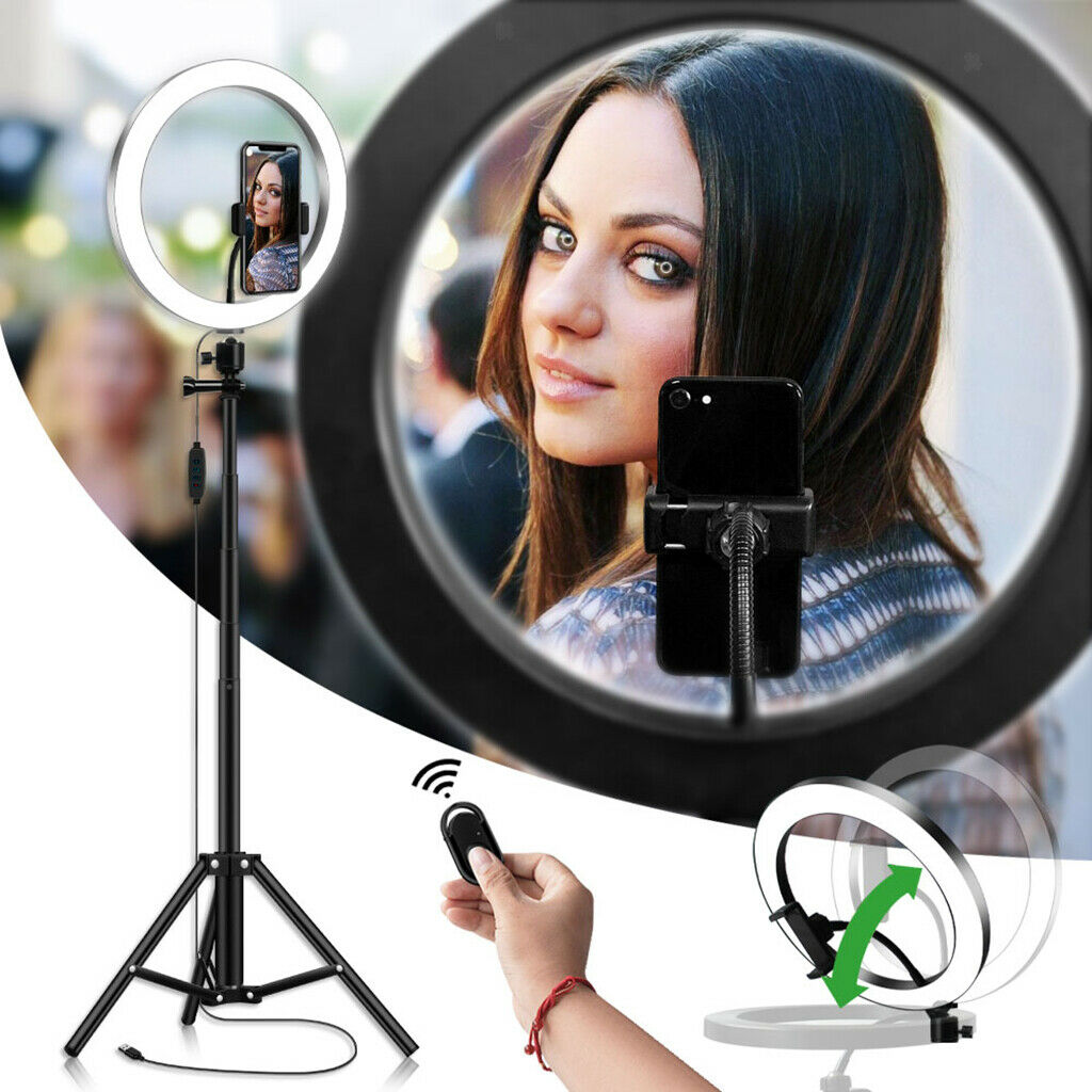 LED 10" Ring Light Tripod Stand Cell Phone Holder for Live Stream Camera