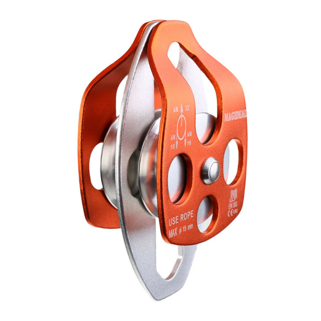 32KN Double Sheaves Mobile Pulley For Climbing   Tree Arborist By CE