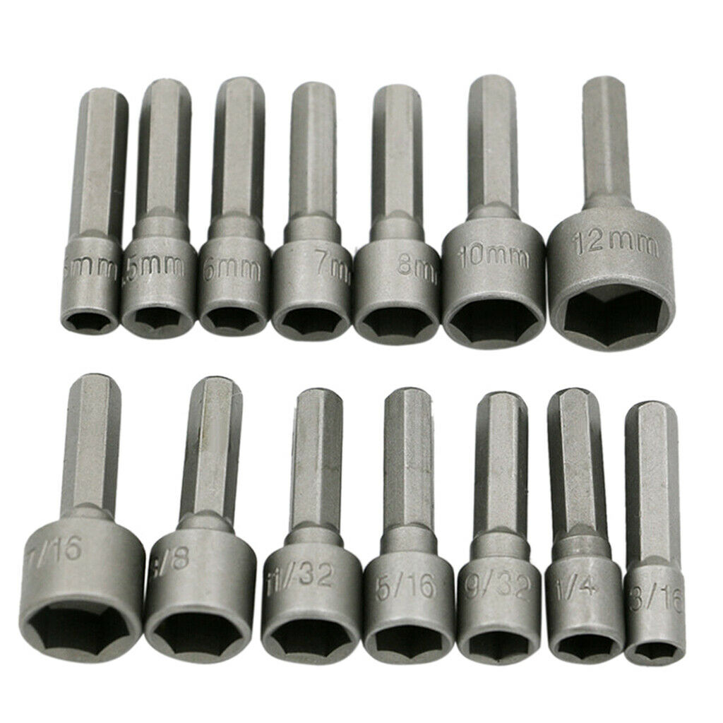 Power Hexagon Socket Set Extension 5-13mm Adapter DIY Household Tools 14pcs