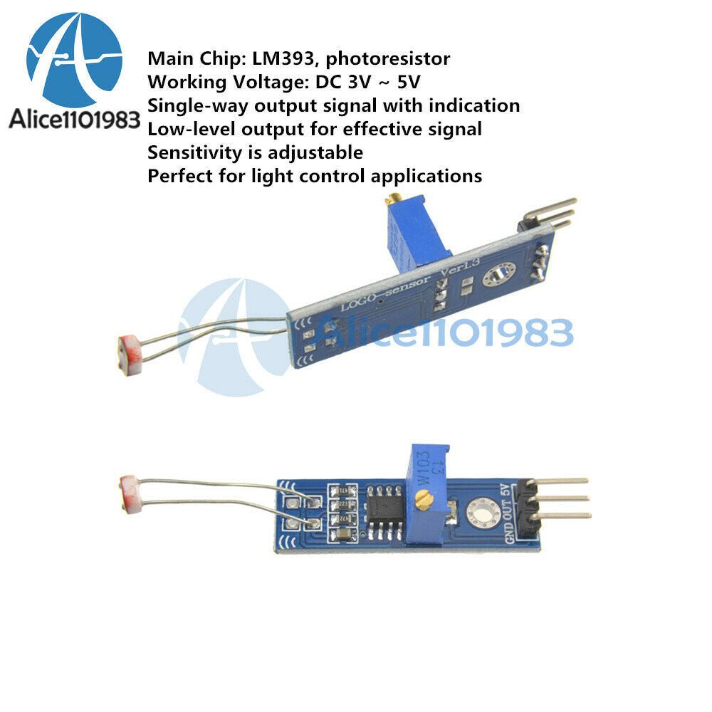 5Pcs DC3-5V LM393 Optical Photosensitive light Sensor Module for Arduino Shield