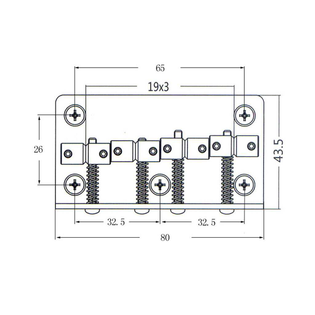 4-Saddle Bridge Rigid Tail Bridge for 4-String Electric Bass Parts