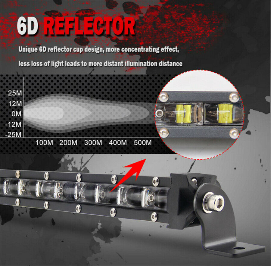 13.4'' 120W 6D Spot Beam LED Work Light Single Row Car SUV Off Road Lamp US Ship