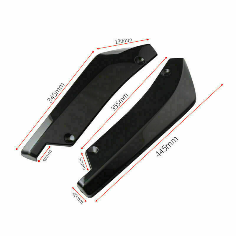 2x Car Auto Rear Bumper Lip Diffuser Splitter Canard Protector Top Gloss BLK CN
