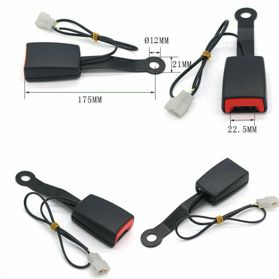 7/8" Black Universal Car Safety Seat Belt Buckle Clip With Warning Cable 1PCS