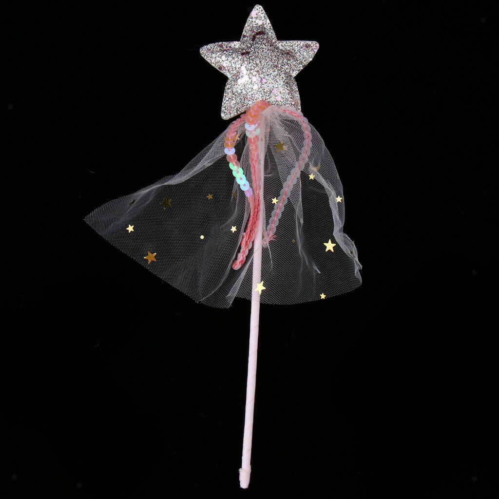 Sparkle Pink Star Shape Princess Fairy Wands For Kids