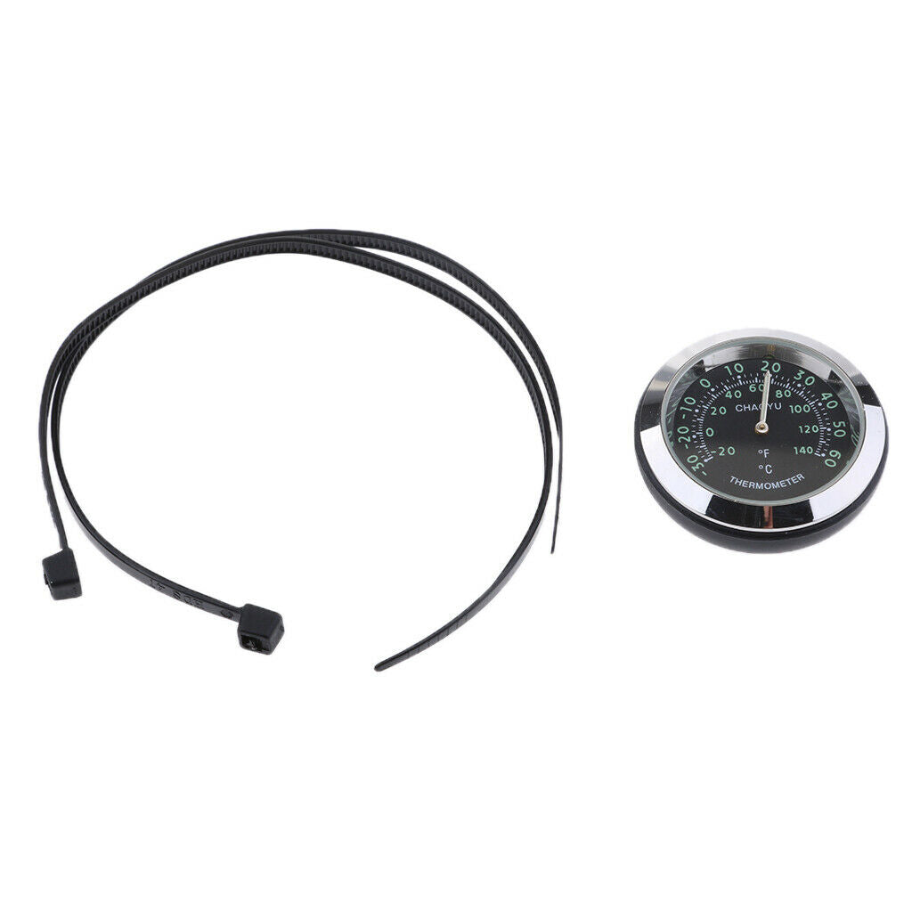 Motorcycle Bike Dial Clock Watch Thermometer Hygrometer Thermometer - Black
