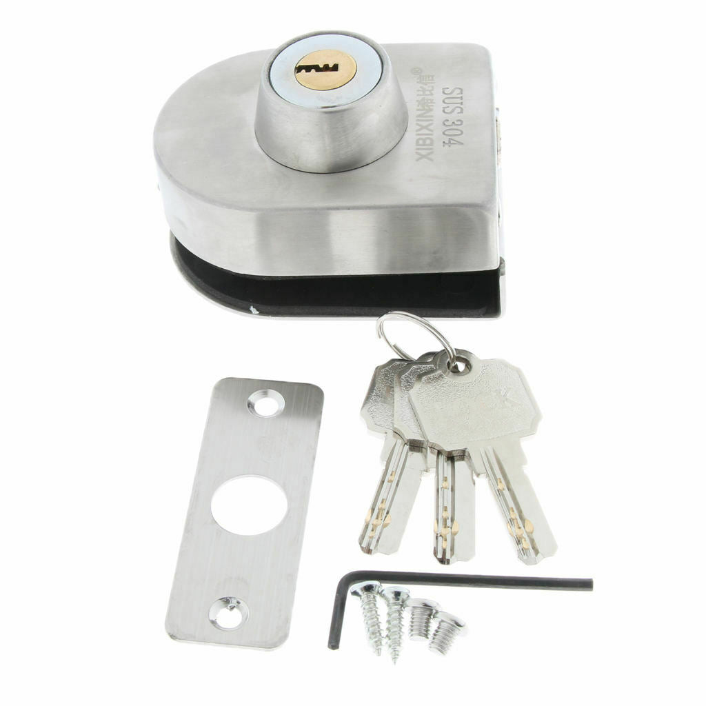 Blesiya Stainless Stee Single Glass Door Lock with 3Pcs Keys
