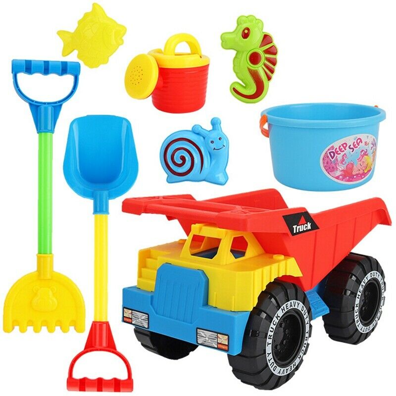 Kids Beach Sand Toys Set Sand Truck Bucket Shovels Rakes Tool Kit Sea AnimalW9T1