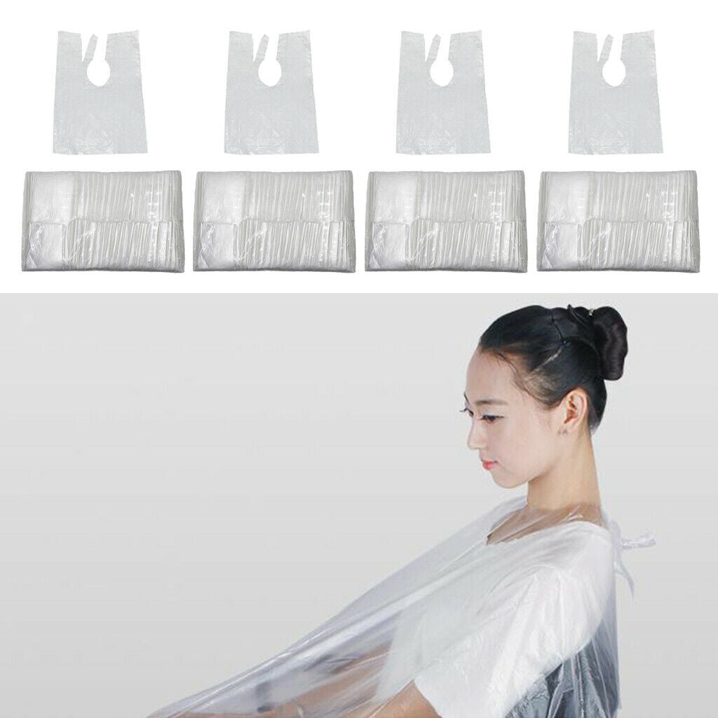 400 Disposable Salon Hair Cutting Cape Gown Barber Apron Cloth Transparent