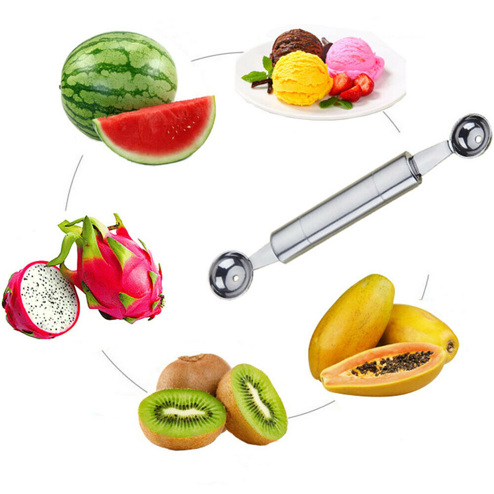 Double-Headed Stainless Steel Watermelon Digger Fruit Spoon Digging Ball Spoon