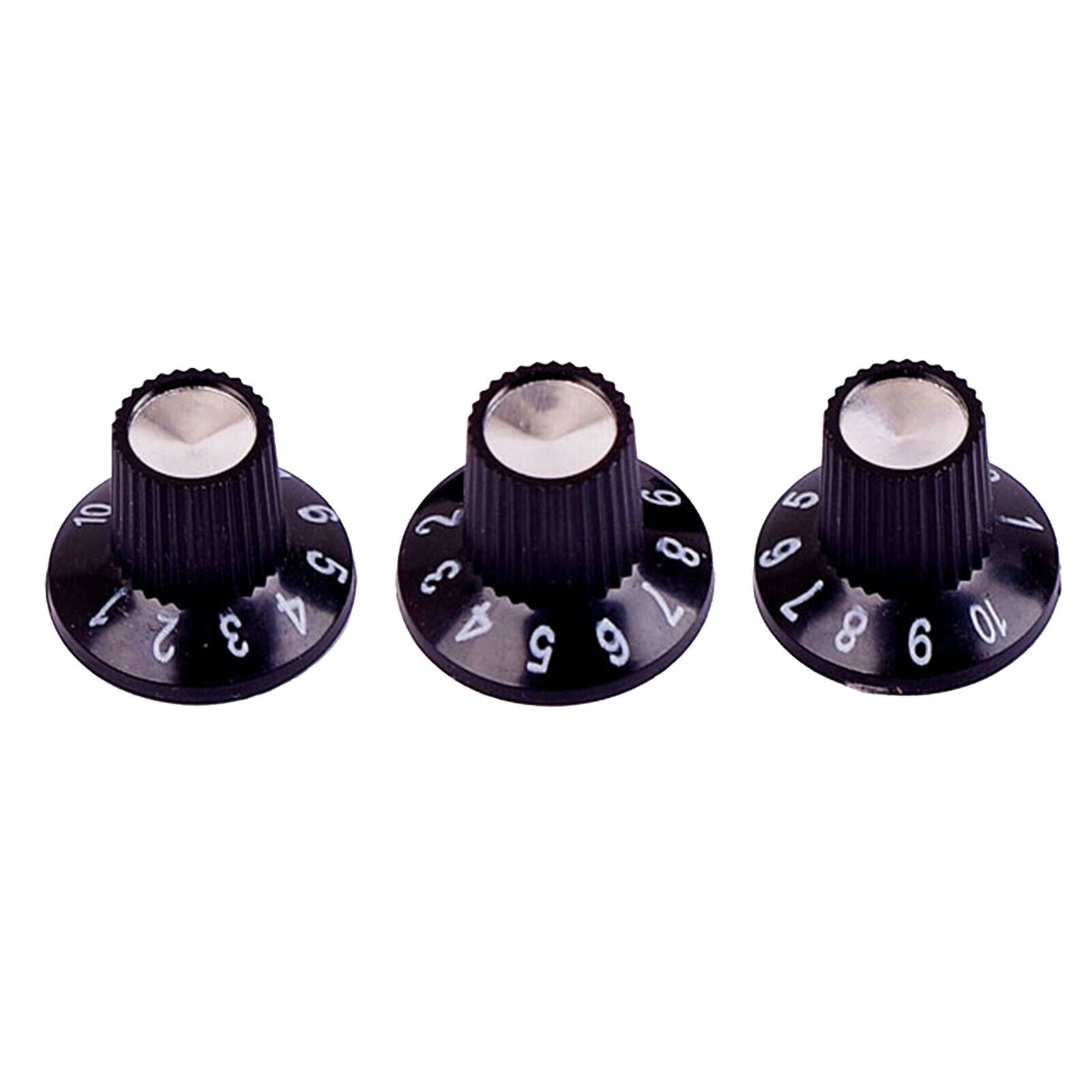 3pcs Black Guitar Bass Top Hat Knobs Speed Control Knobs Volume Tone Set