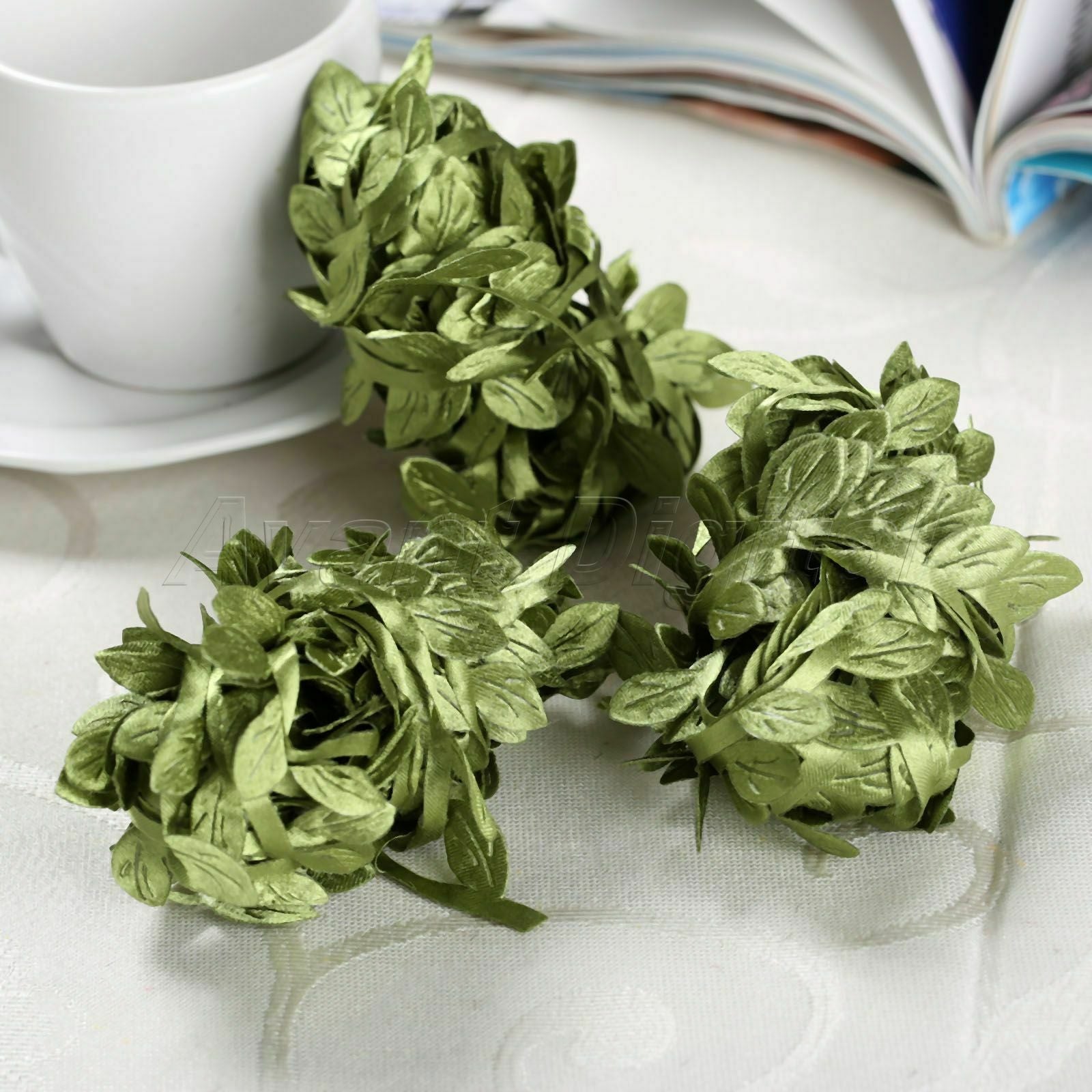 5M Silk Leaves Artificial Wreath Leaf Green Home Decor DIY Craft Handmade Supply