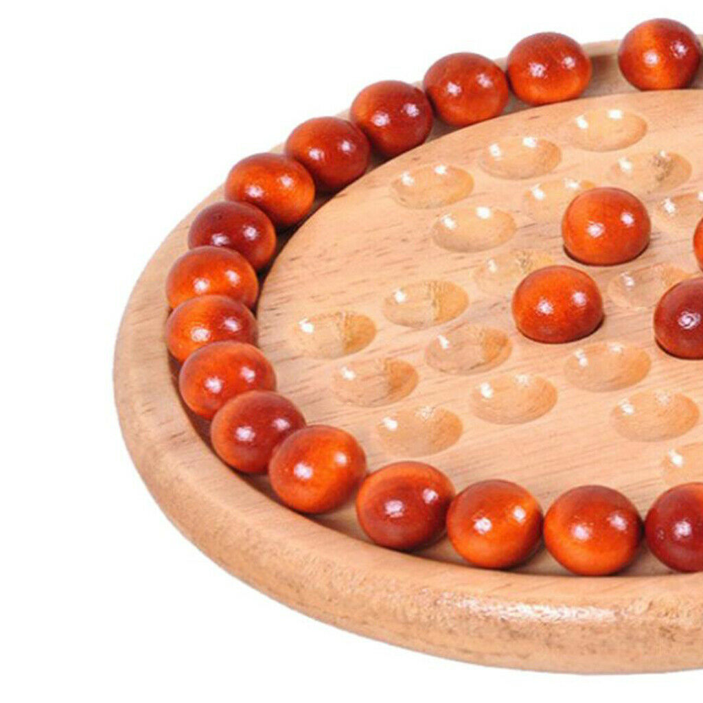 Handmade Wooden Solitaire Board Game 1 or 2 Player Activity for Kids Adults