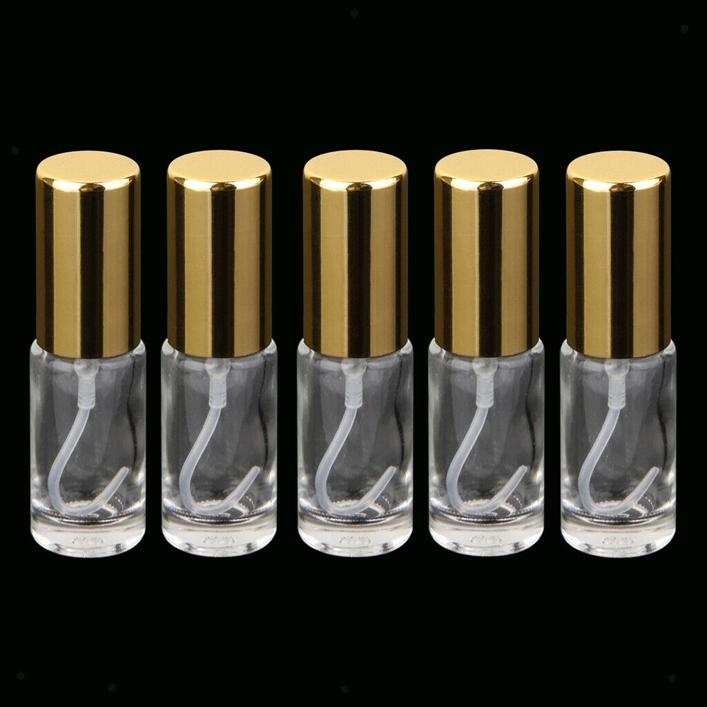5x Mini Glass Refillable Perfume Empty Bottle Pump Spray Container Vial 5ml