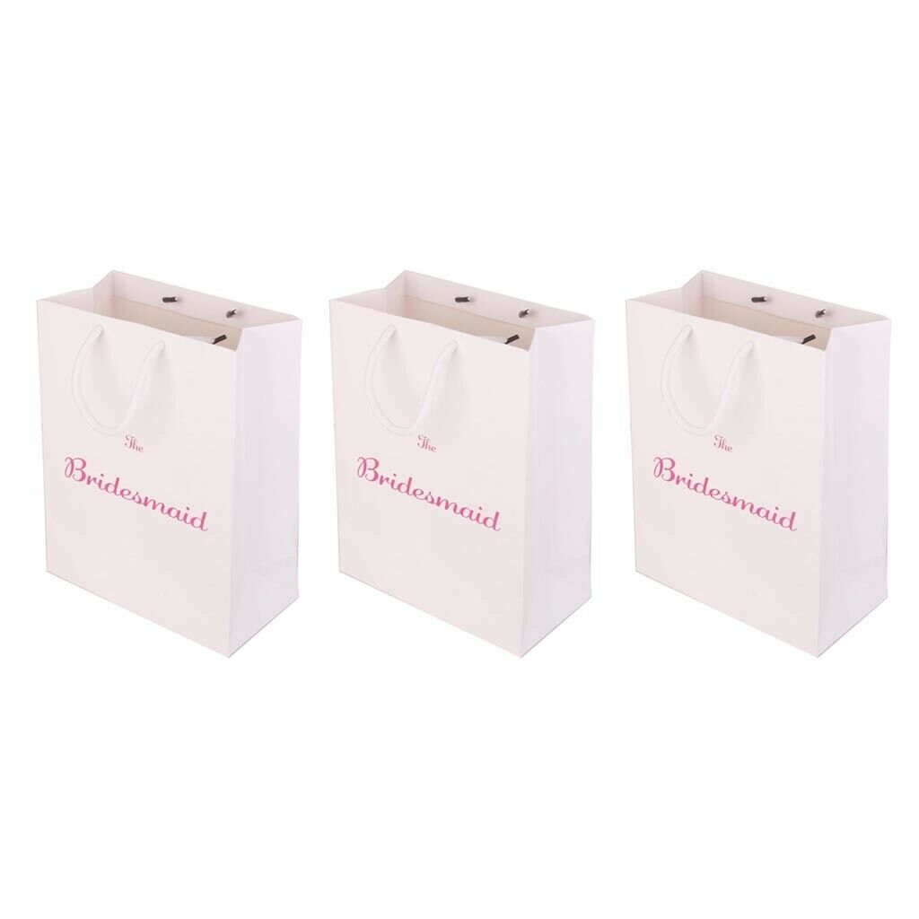 Pieces of 3 The Bridesmaid Printed Paper Bag with Handle for Wedding, Bridal