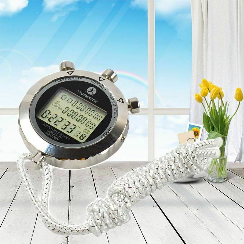 Fashion LCD Digital Antimagnetic Metal Waterproof Sports Counter Timer Stopwatch