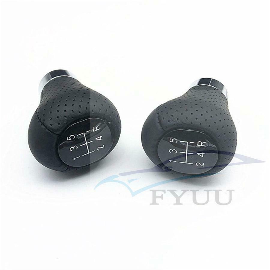 1x Leather 5 Speed Car Gear Shift Knob Stick Lever Grip Manual Shifter Universal