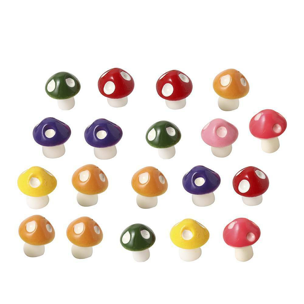 20Pcs Mini Mushroom Miniatures Set Fairy Garden Ornament Lawn Terrarium Decor