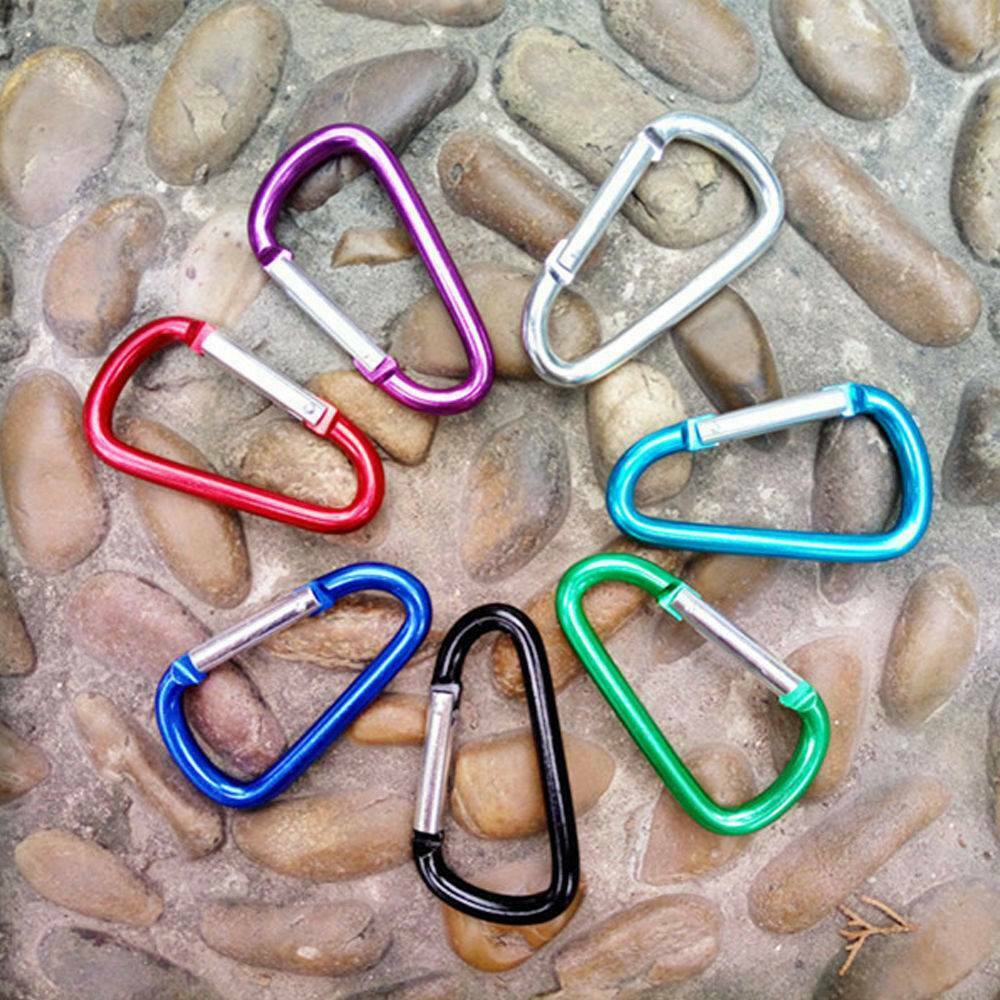5Pcs/Set D-Ring Aluminum Carabiner Keyring Chain Snap Hook Clip Camping Keychain