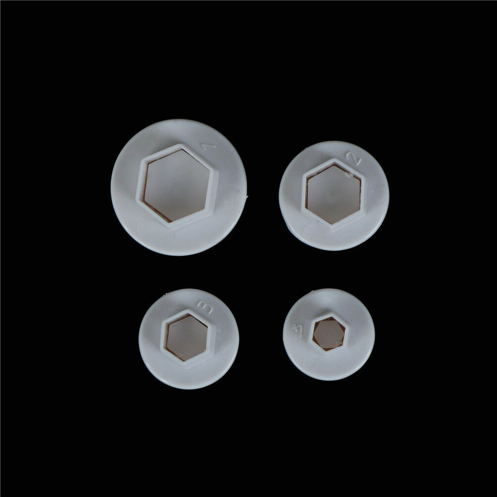 4pcs Hexagon Plastic Cookie Cutter Fondant Cutter Mold Cake Decorating To.l8