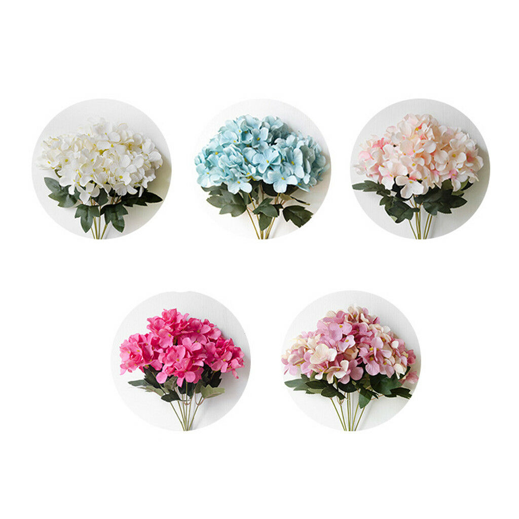 Upscale 6 Heads Artificial Hydrangea Simulation Flowers Bouquet Decor White