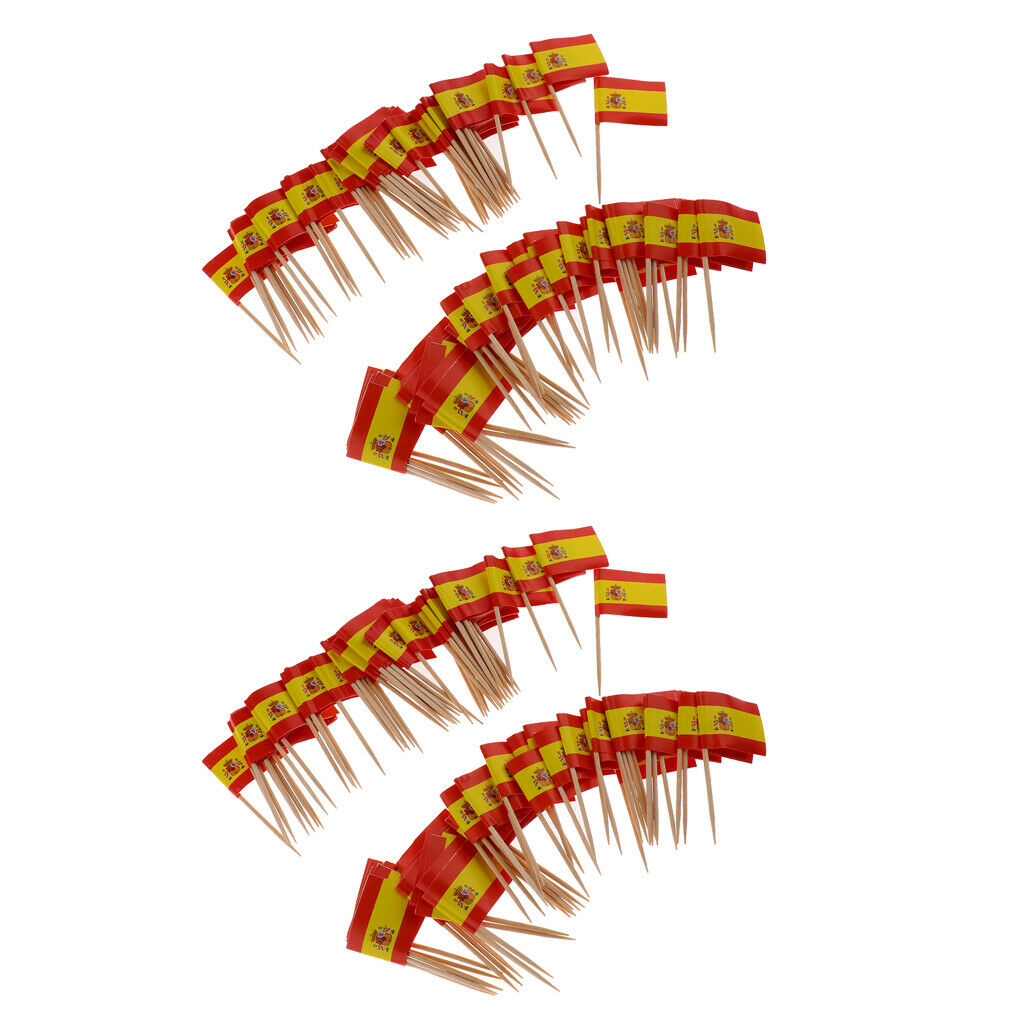 200 Pieces Decorative Flag Toothpicks Party Food Decorations Spain