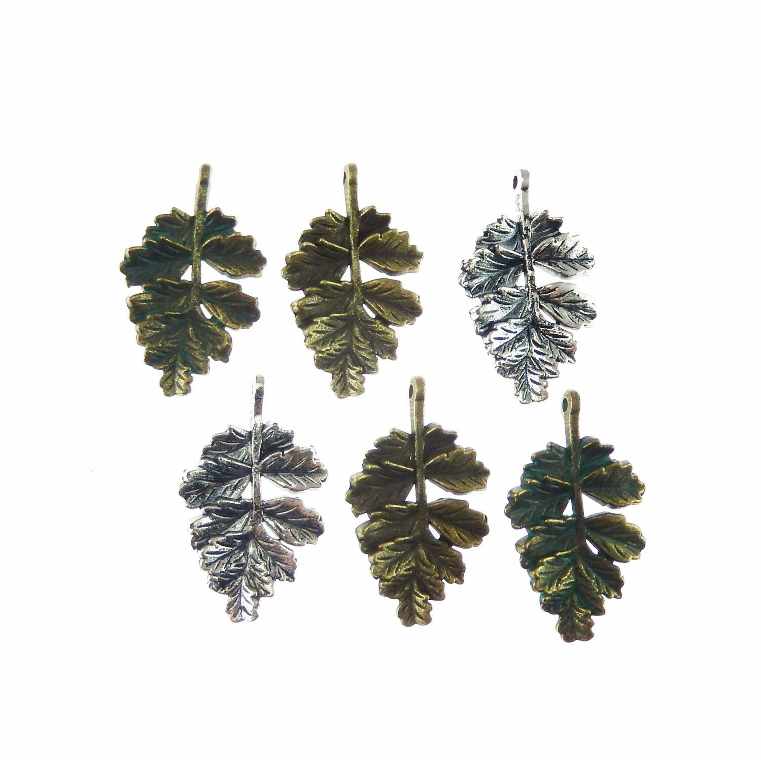 Mixed Colors Zinc Alloy Jewelry Crafts Mini Leaf Look Charms Pendant 15pcs 52624