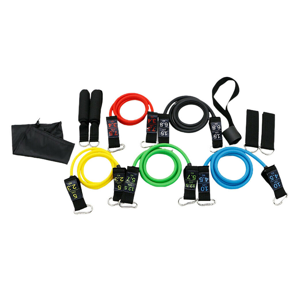 11x 10-30LB Resistance Band Set Pull Rope Home Indoor Workouts Pilates Gym