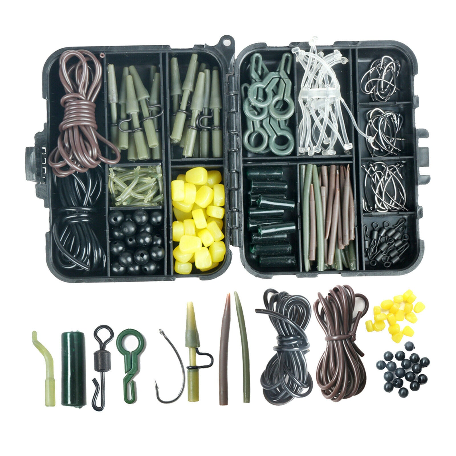 225-in-1 Fishing Tackle Box Baits Swivels Hair Rigs Saltwater & Freshwater