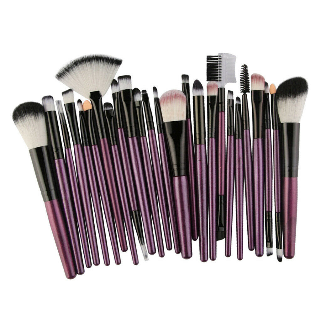 25x Pro Soft Makeup Brushes Contour Liquid Blending Lips Brush Purple Black