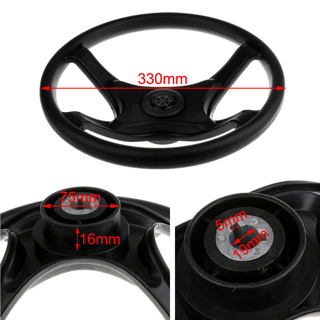 2X Heavy Duty Universal 330mm Marine Sports Boat Steering Wheel 4 Spoke 3/4