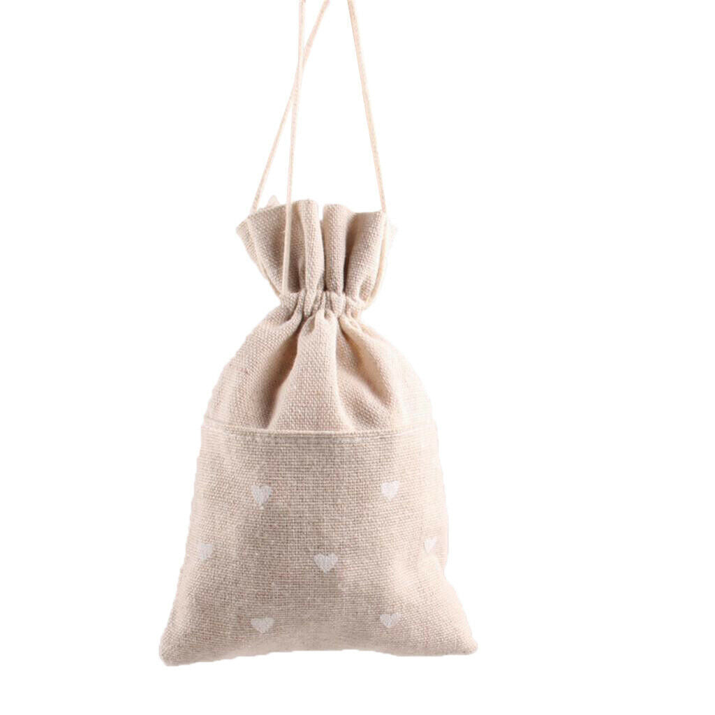 6 Pack Cotton Linen Jewelry Pouch Drawstring