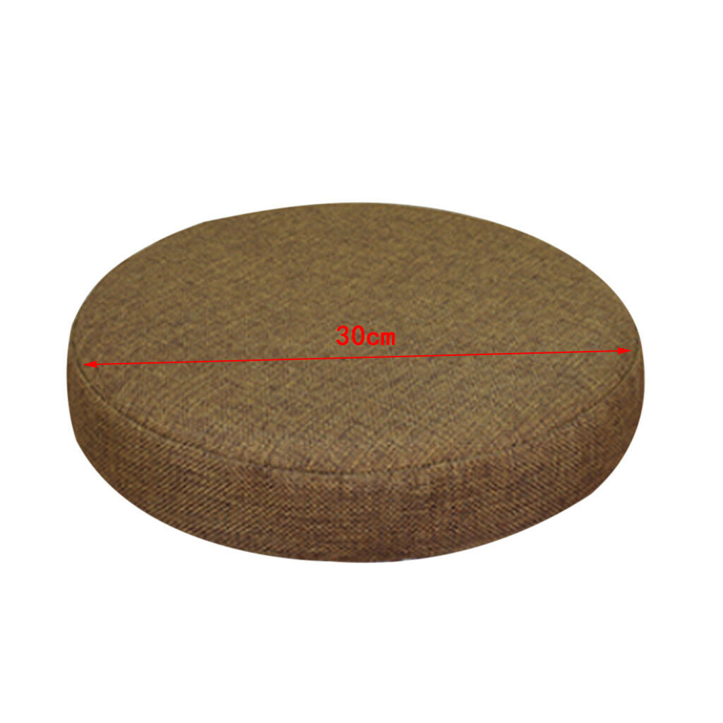 2pcs  Bar Stool Covers Round Chair Seat Cover Linen Cotton Sleeve Brown