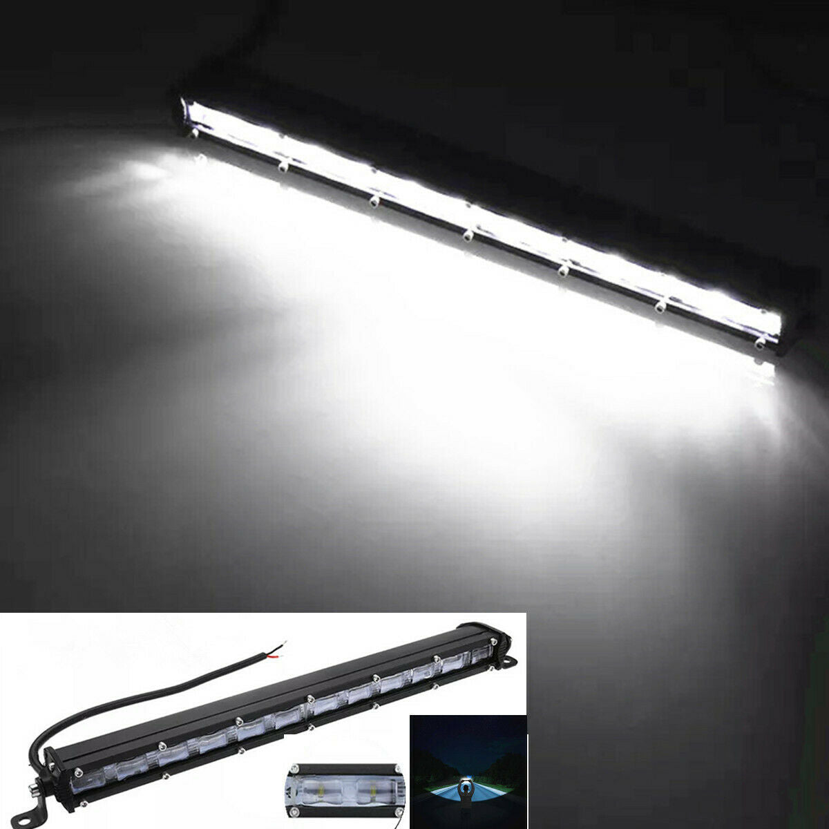 13'' 120W Aluminum Car SUV Offroad 9D Flood Beam Single Row LED Work Light Bar