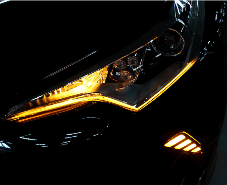 2-Colors White Amber LED Light Strip For DRL Signals Side Marker Light Headlight