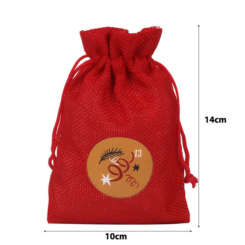 24Pcs/set 10*14CM Christmas Advent Calendar Sack Gift Bags For Christmas Pa TL