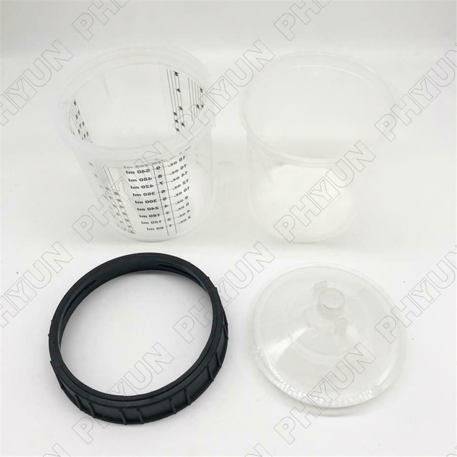 Disposable Paint Spray Gun Paint Mixing Cup PPS Quick Spraying Tank 600ml 22oz