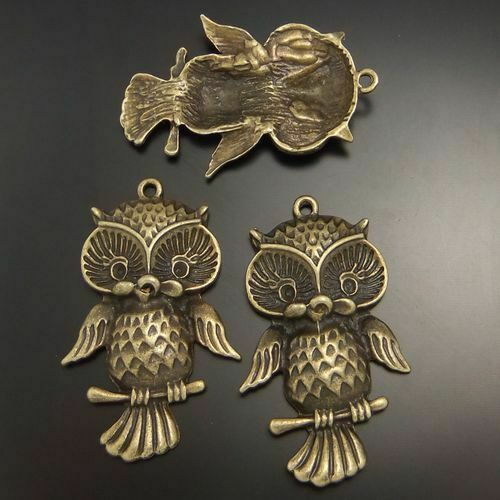 10 pcs Antiqued Bronze Owl Pendant Charm Alloy Jewelry Crafting Findings 40*27mm