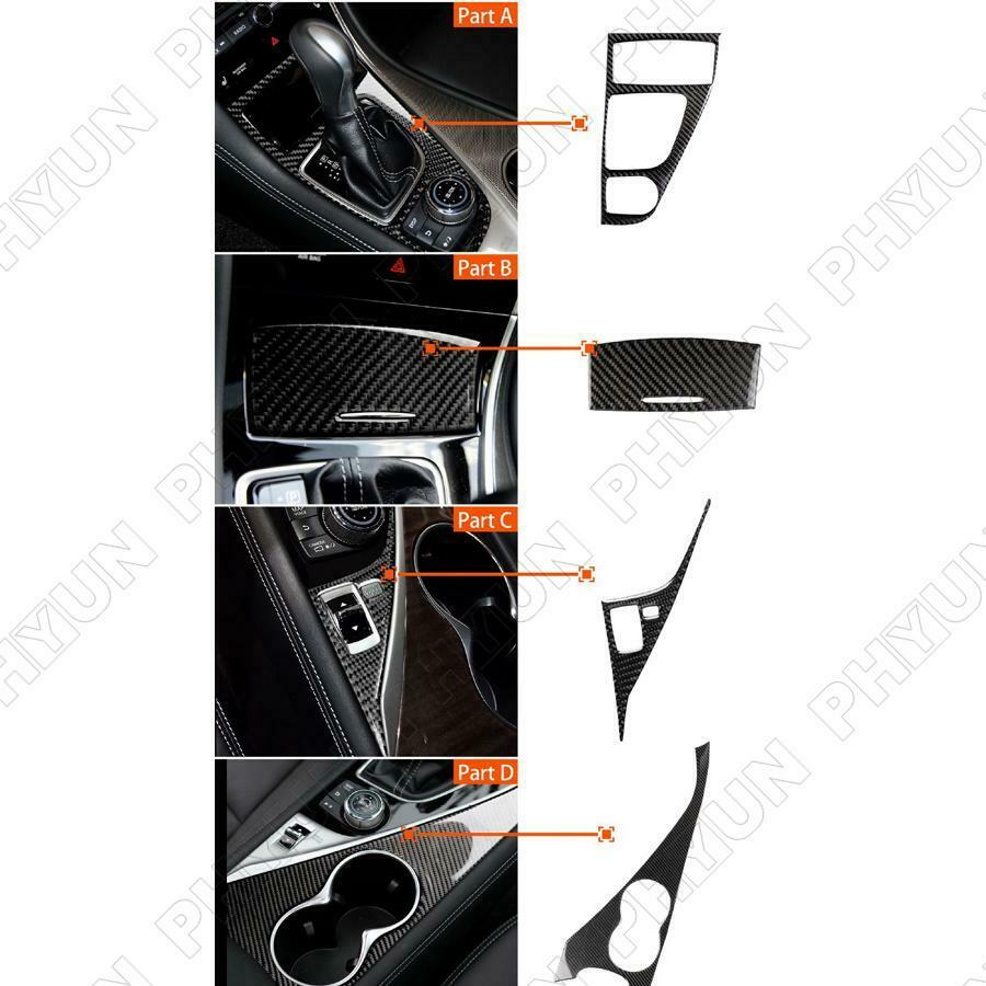 1x Carbon Fiber Console Water Cup Holder Gear Shift Panel For Infiniti Q50 Q60