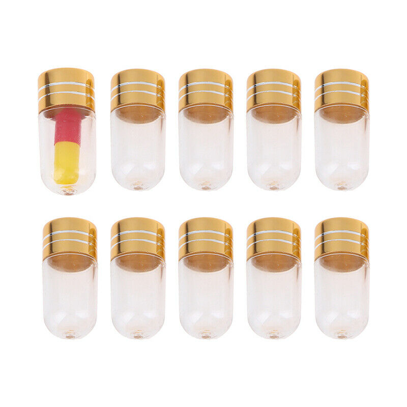 10Pcs Empty Clear Pill Case Bottle Container Capsule Shell Splitters Holder  Lt