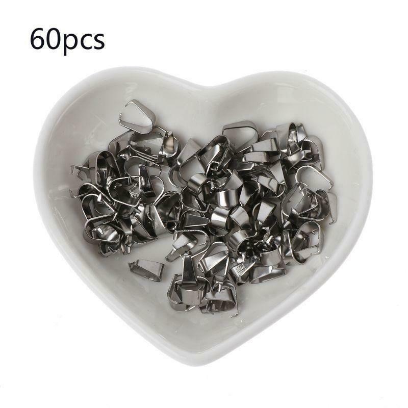60Pcs Pinch Clip Bail Clasp Dangle Charm Bead Pendant Connectors Jewelry Making