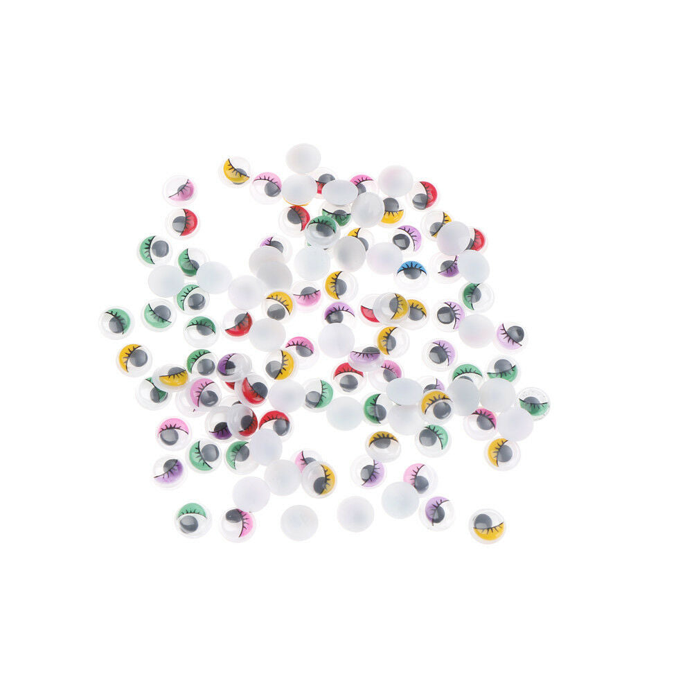 100PC Coloured Eyelashes Wiggly Wobbly Googly Eyes Lash   (Color: Multicolor) Qx