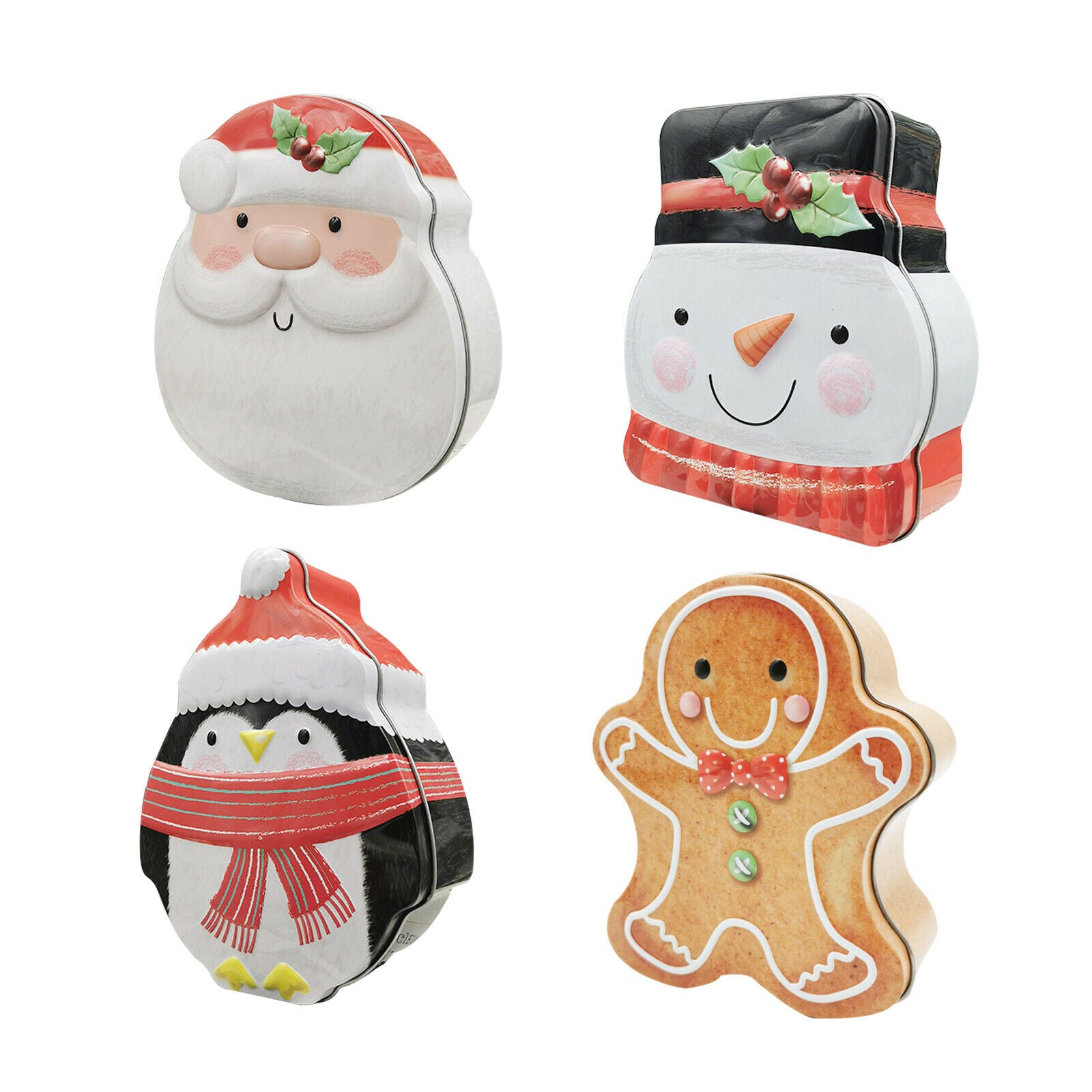 4 Pcs Cookie Tins for Holiday Treats Chocolate Candy Biscuit Container Packaging