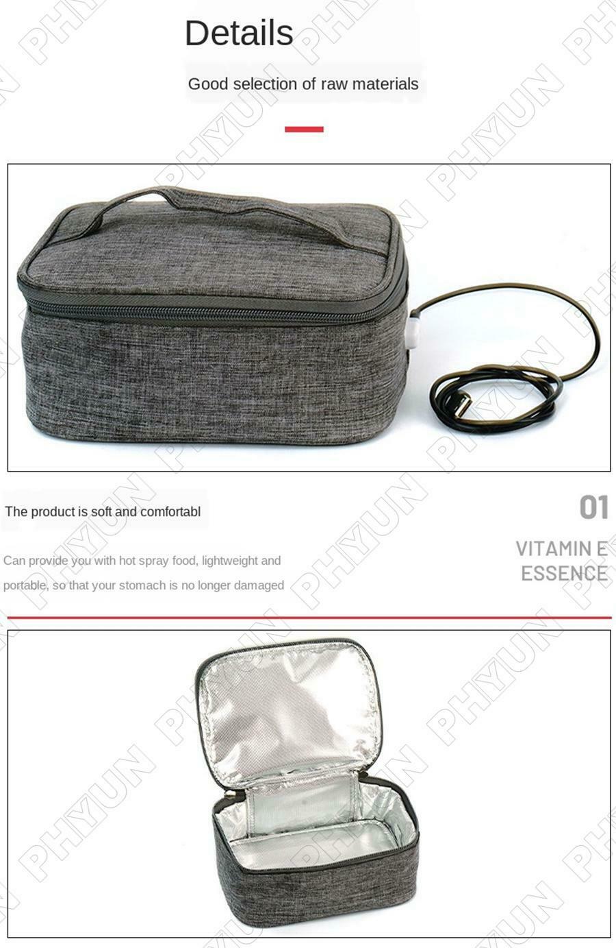 1x USB Heating Lunch Box Portable Outdoor Office Picnic Food Storage Heating Bag