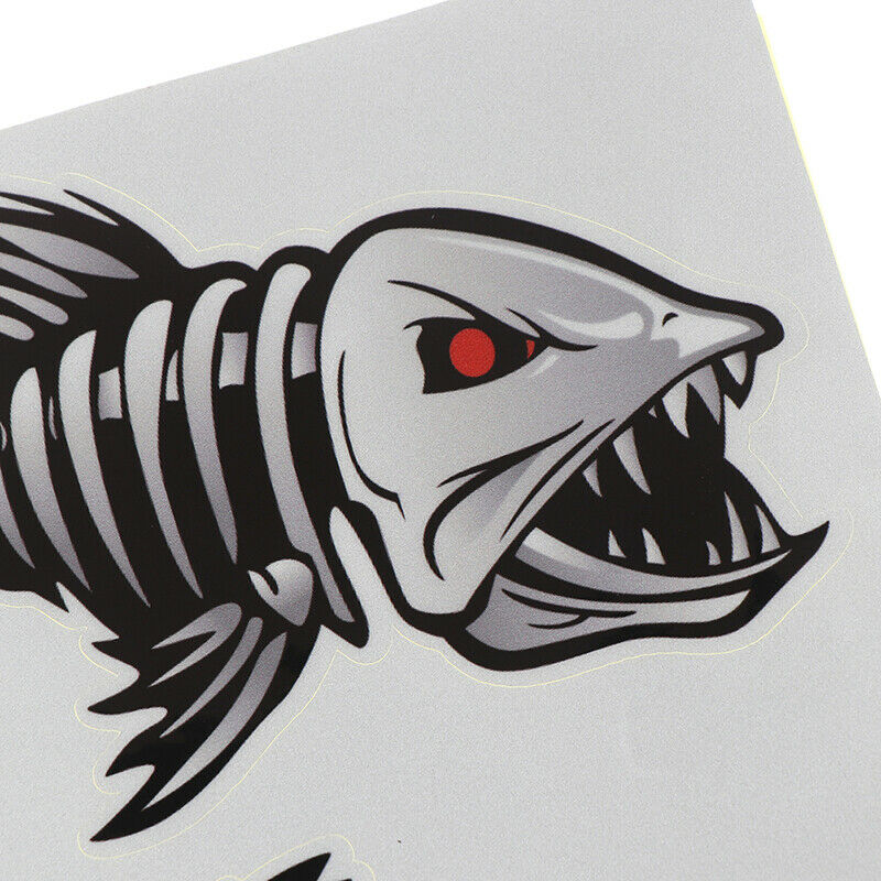 2 Pieces Skeleton Fish Stickers Graphics Accessories for Kayak Fishing Bo.l8