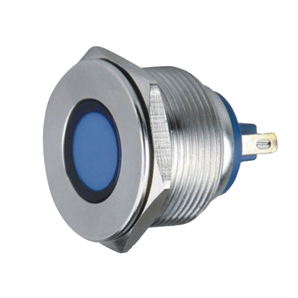 22mm 12V Waterproof Metal Signal Indicator Light Pilot Lamp IP67 Flat Head