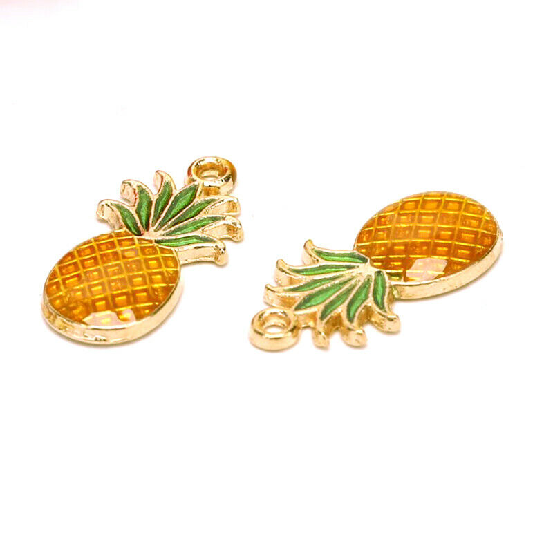 10Pcs/Set Enamel Alloy Pineapple Charms Pendant Jewelry Finding DIY Making_DD