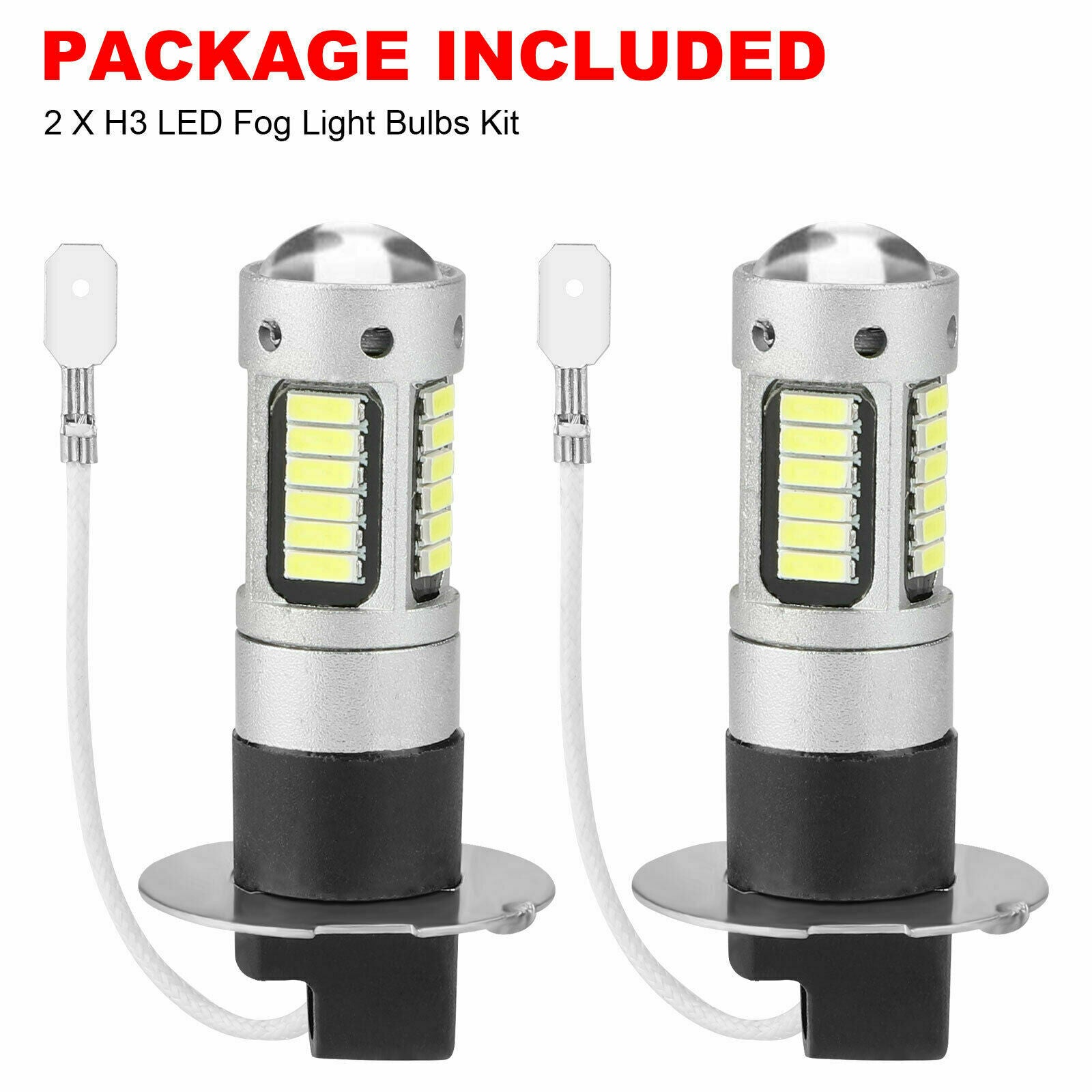 2x H3 LED Fog Driving Light Bulbs Conversion Kit Super Bright 6000K White