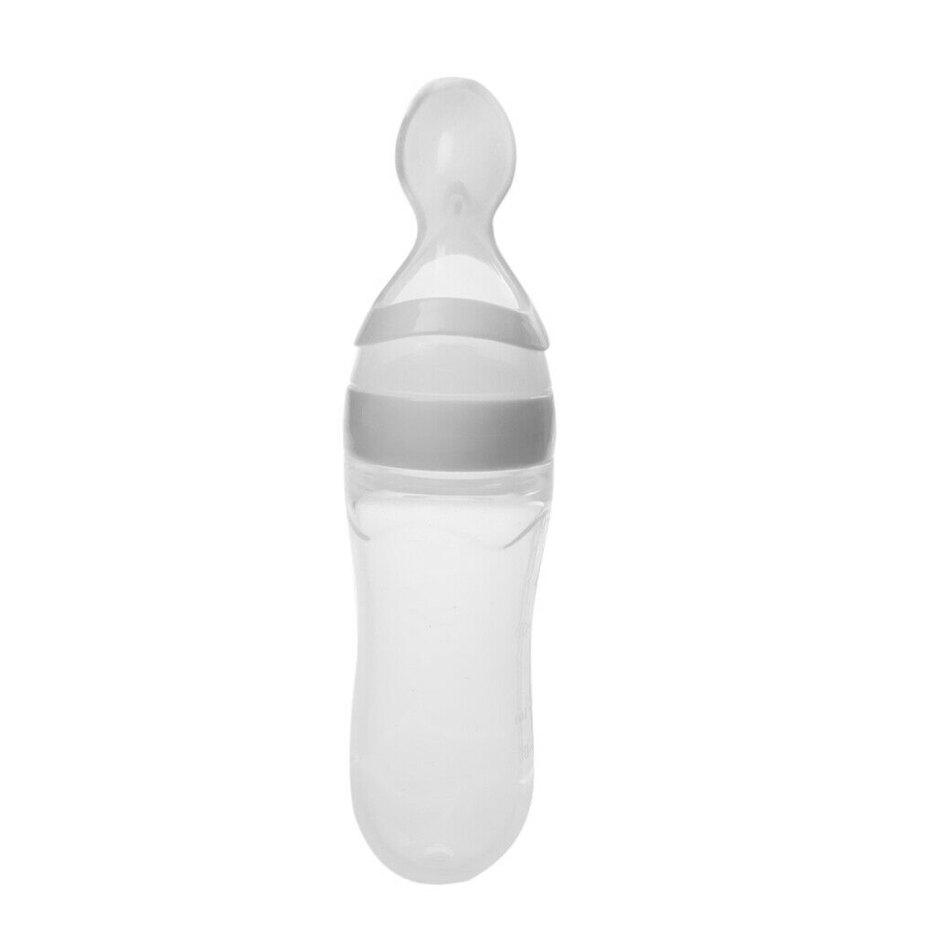 Infant Baby Silicone Feeding With Spoon Feeder Food Rice Cereal Bottle White