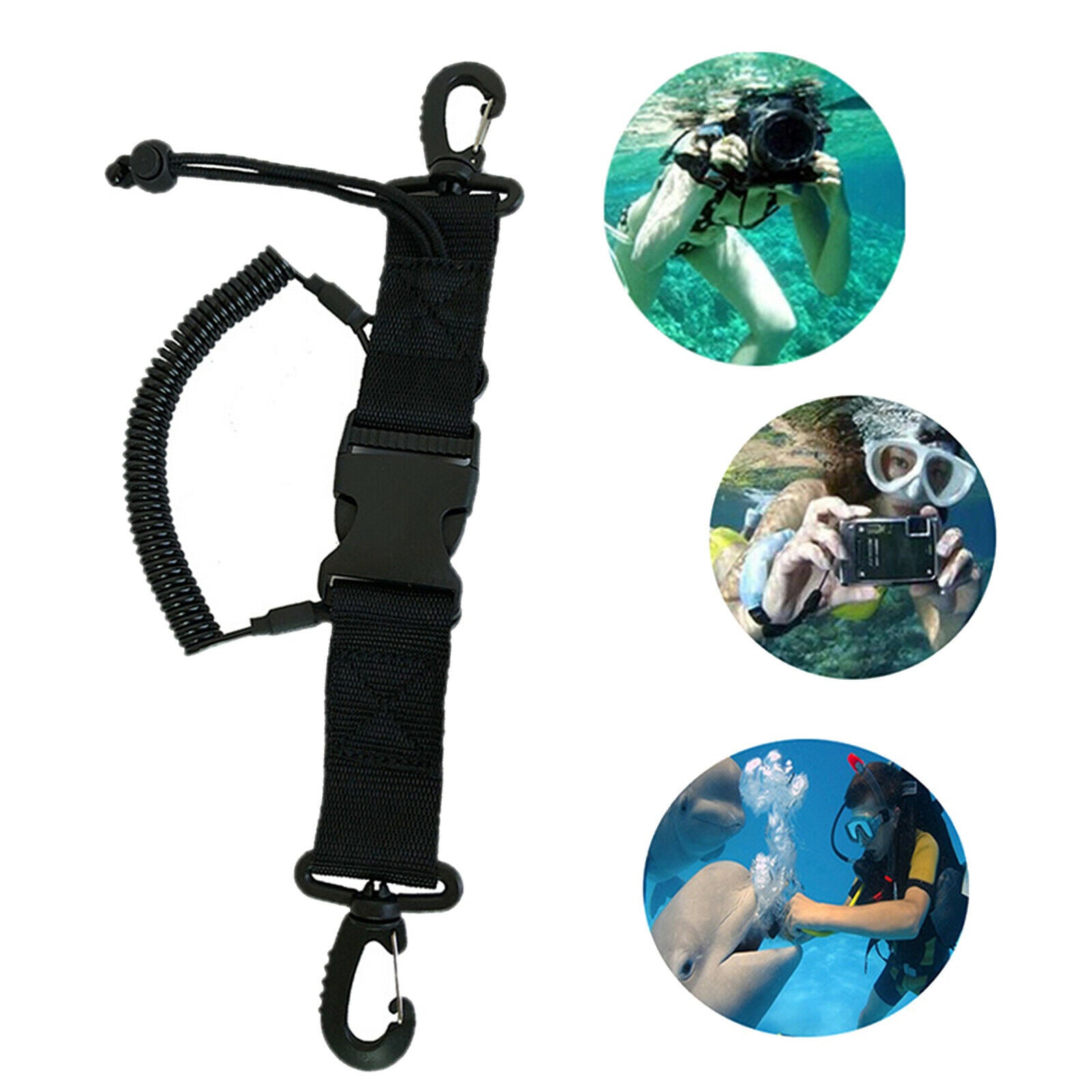 Scuba Diving Lanyard Coil Lanyard with quick release buckles and clip for